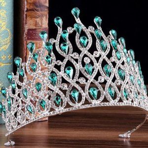 Quinceanera sweet 15 16 prom pageant tiara crown Green Austrian crystal …